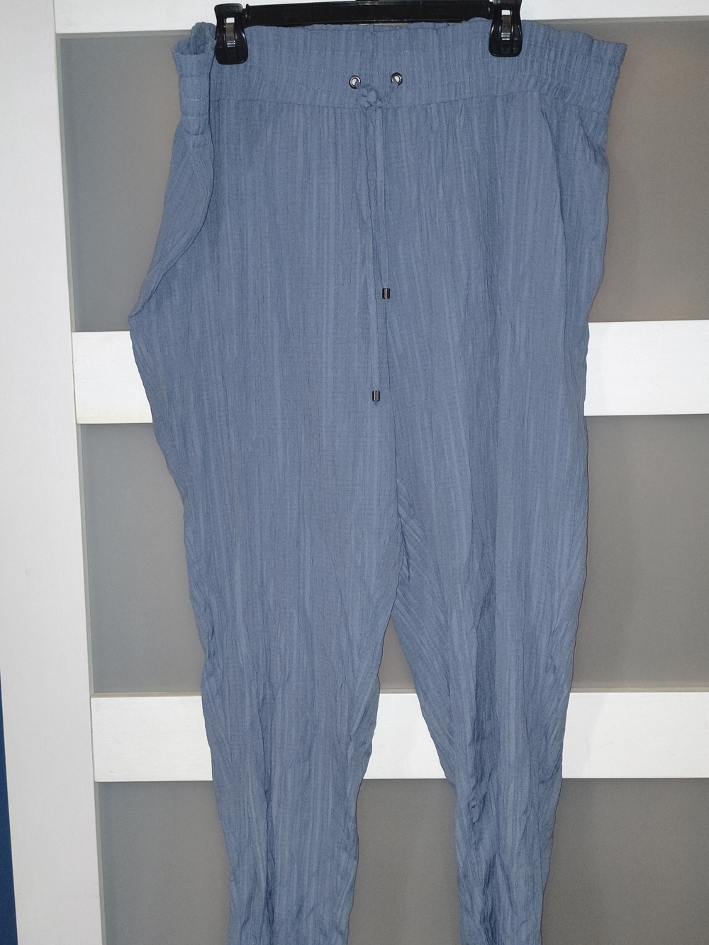 Soho Apparel Sky Blue Textured Drawstring Pants